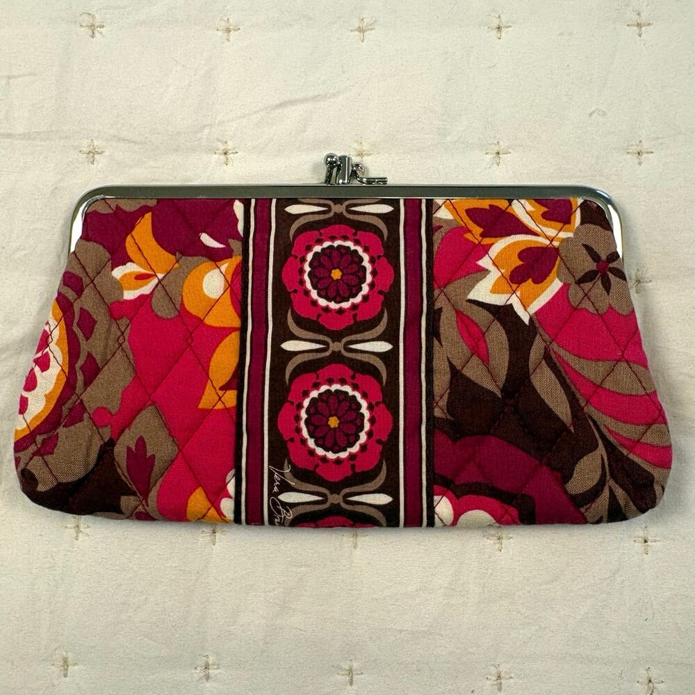 Vera Bradley Double Kisslock Clutch Wallet in Carnaby Floral Retired 2009 - Picture 3 of 9